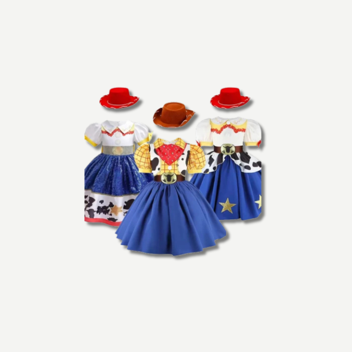 Girls’ Western Cowgirl Costume Dress with Red Hat
