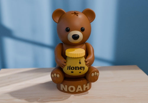 Personalized Teddy Bear Night Light – Custom Baby Room Decor Gift | 4"