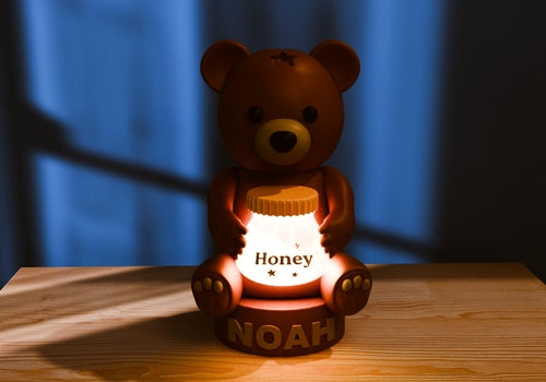 Personalized Teddy Bear Night Light – Custom Baby Room Decor Gift | 4"